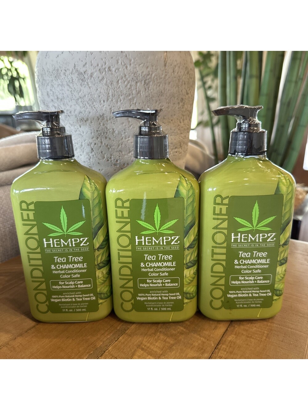 3 - Hempz Tea Tree & Chamomile Herbal Conditioner For Scalp Care 17 oz Each